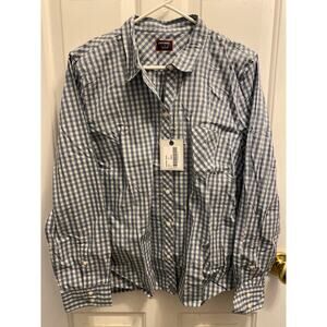 Brand New Untuckit Women's Size 14 Crispo Blue White Button Down Shirt Top